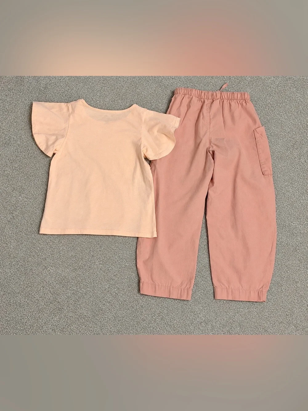 Girls H&M Peach Sequin Heart Top & Dusty Peach Pant Size 6